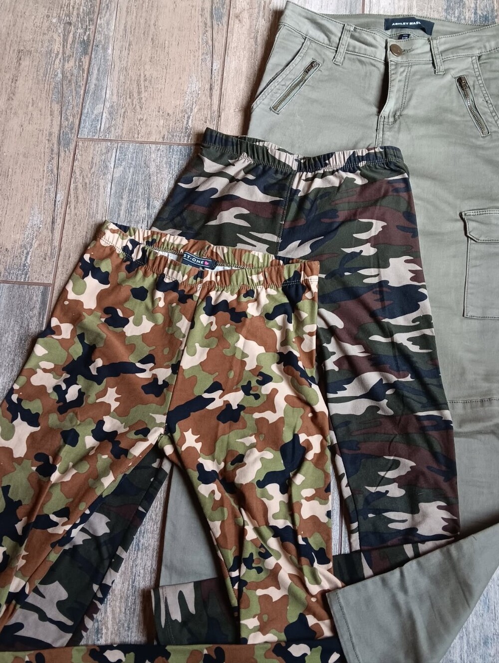 Set Of 3! Camo Leggings, Olive Green Cargo Jeans